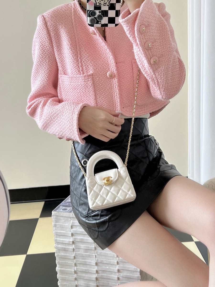 小香 23K秋冬 Kelly鏈條包 小號白色_12