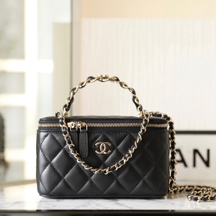 小香 23K秋冬 雙C手柄化妝盒子 黑色_1