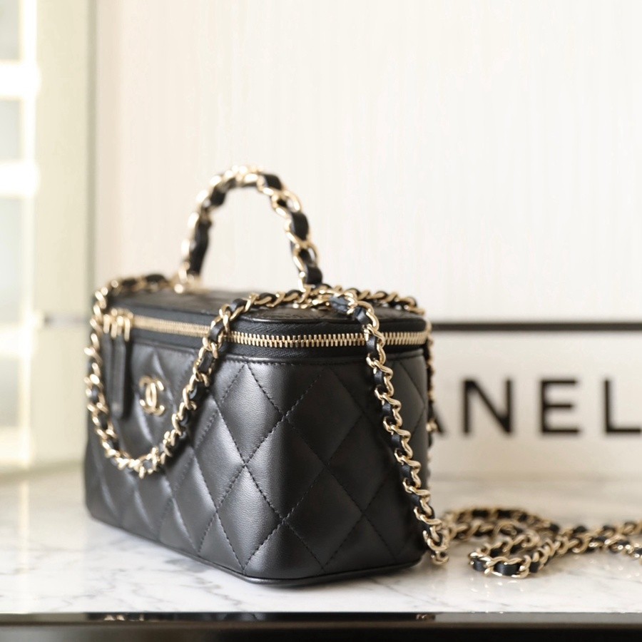 小香 23K秋冬 雙C手柄化妝盒子 黑色_2