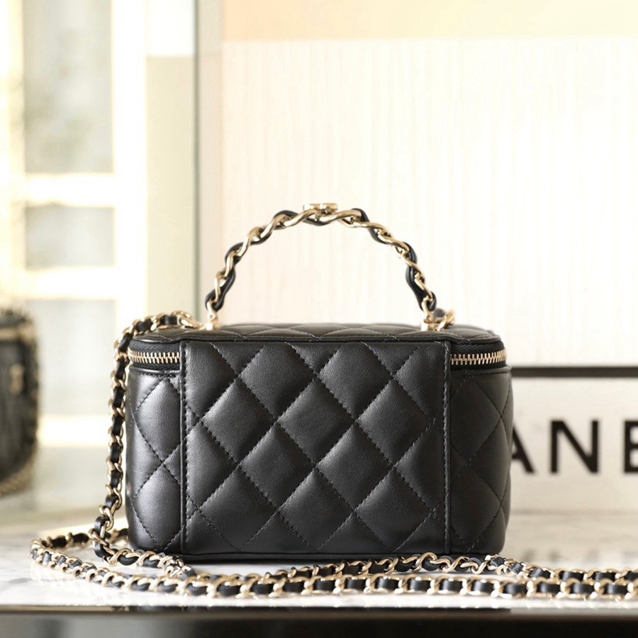 小香 23K秋冬 雙C手柄化妝盒子 黑色_3