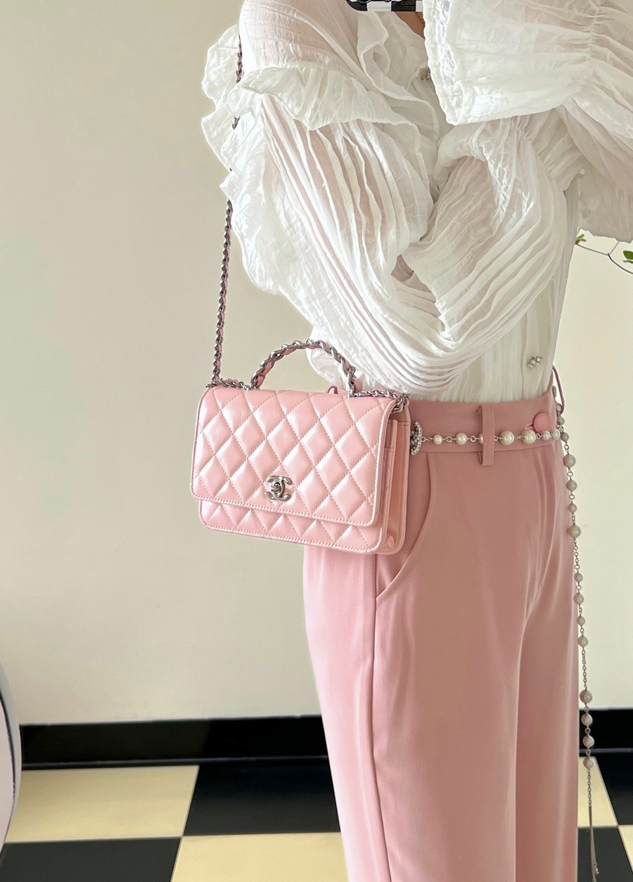 小香 23K秋冬 23K水鑽手柄WOC 淡粉_8