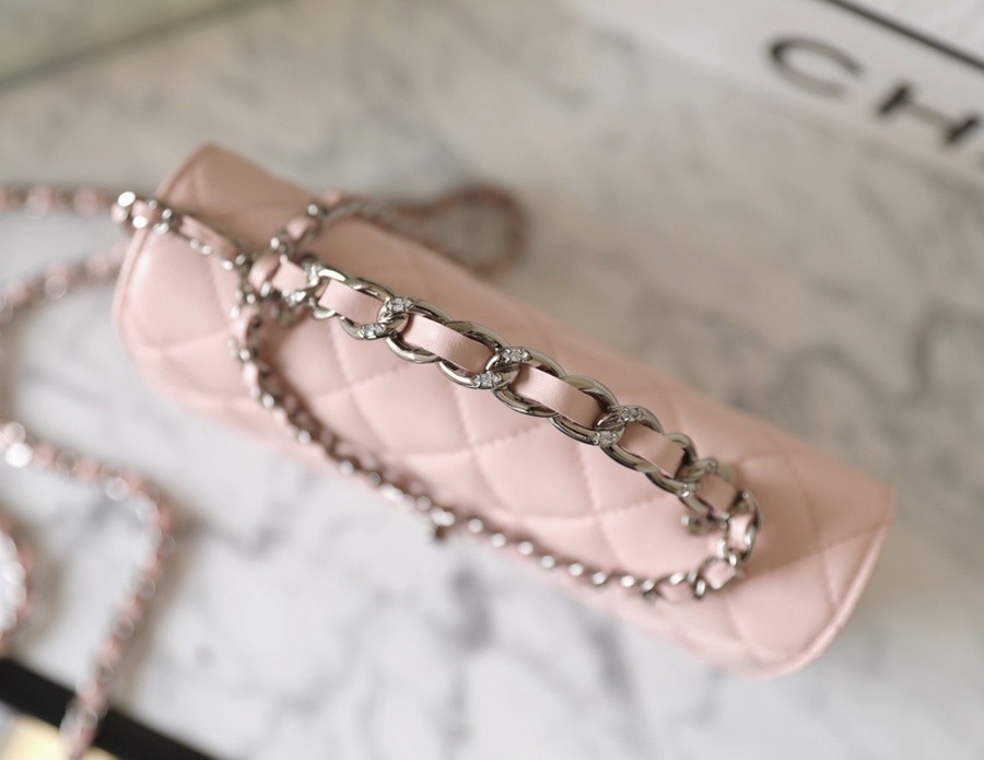 小香 23K秋冬 23K水鑽風琴小包淡粉_4