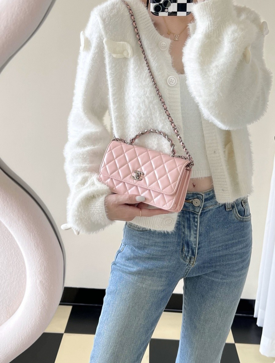 小香 23K秋冬 23K水鑽風琴小包淡粉_9