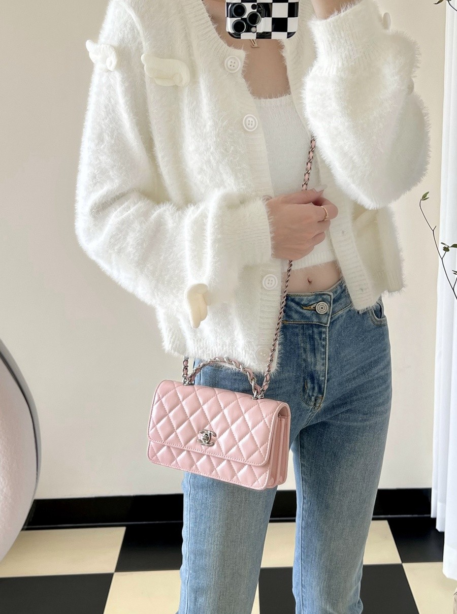 小香 23K秋冬 23K水鑽風琴小包淡粉_11