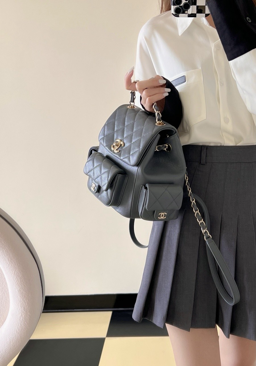 小香 23K系列 坦克雙肩背包 深灰大號C-061_11