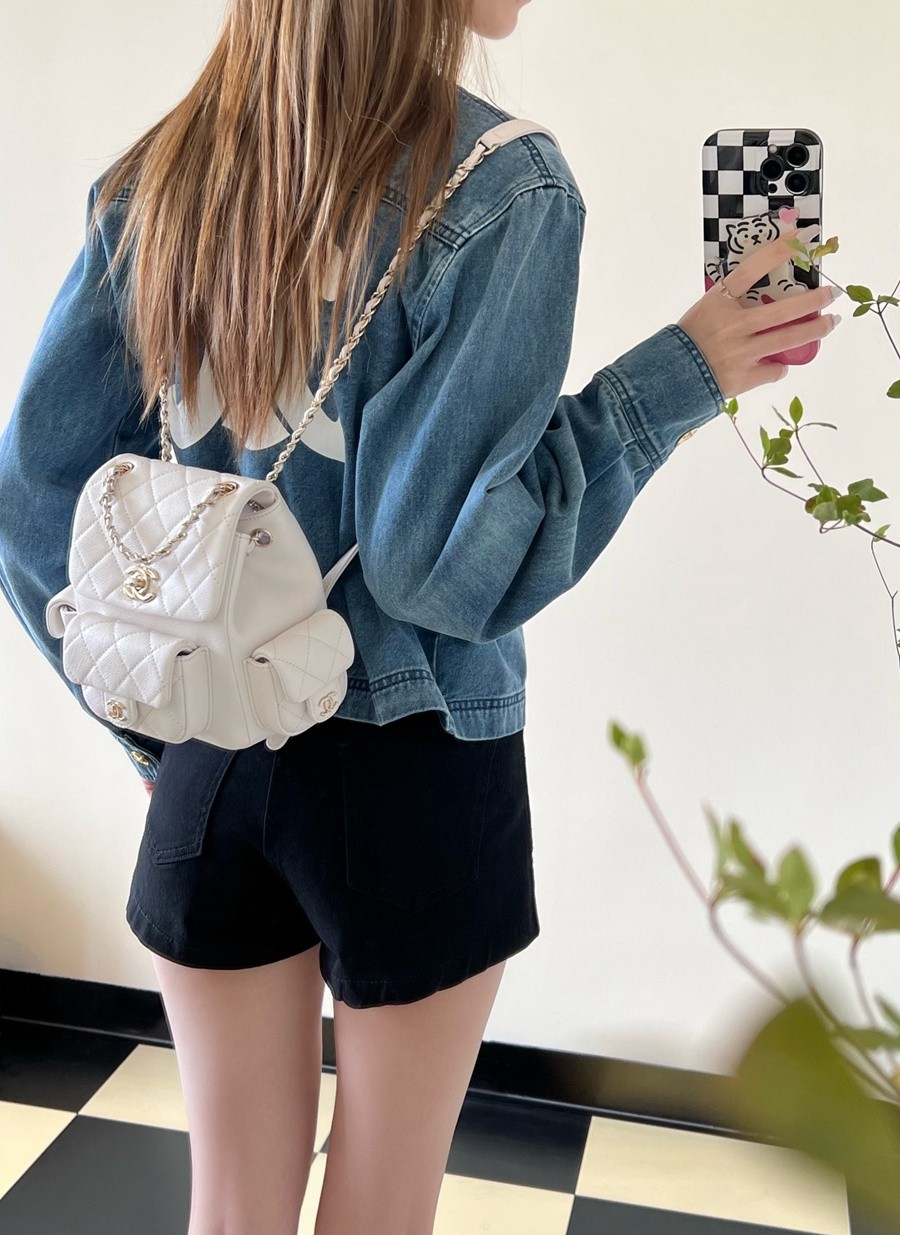 小香 23K坦克雙肩背包 白色小號_9