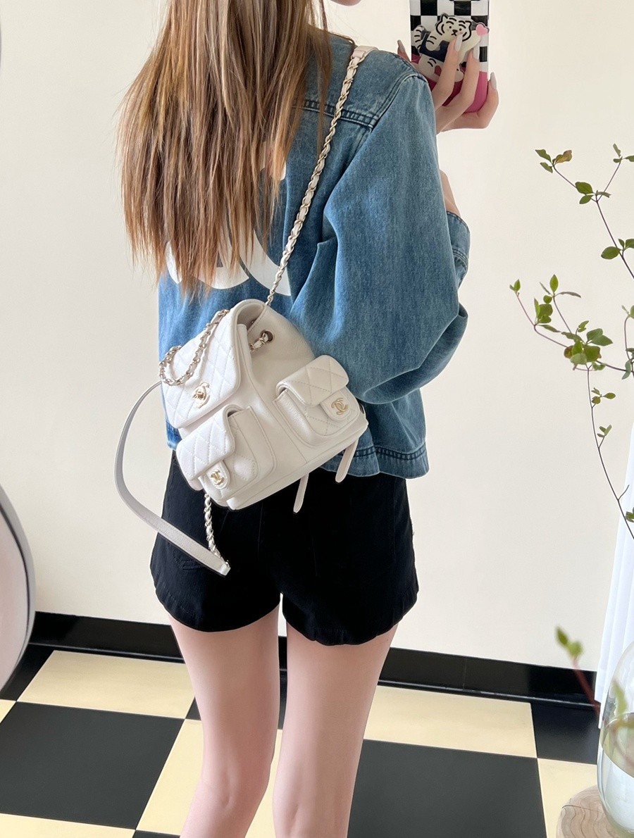 小香 23K坦克雙肩背包 白色小號_10