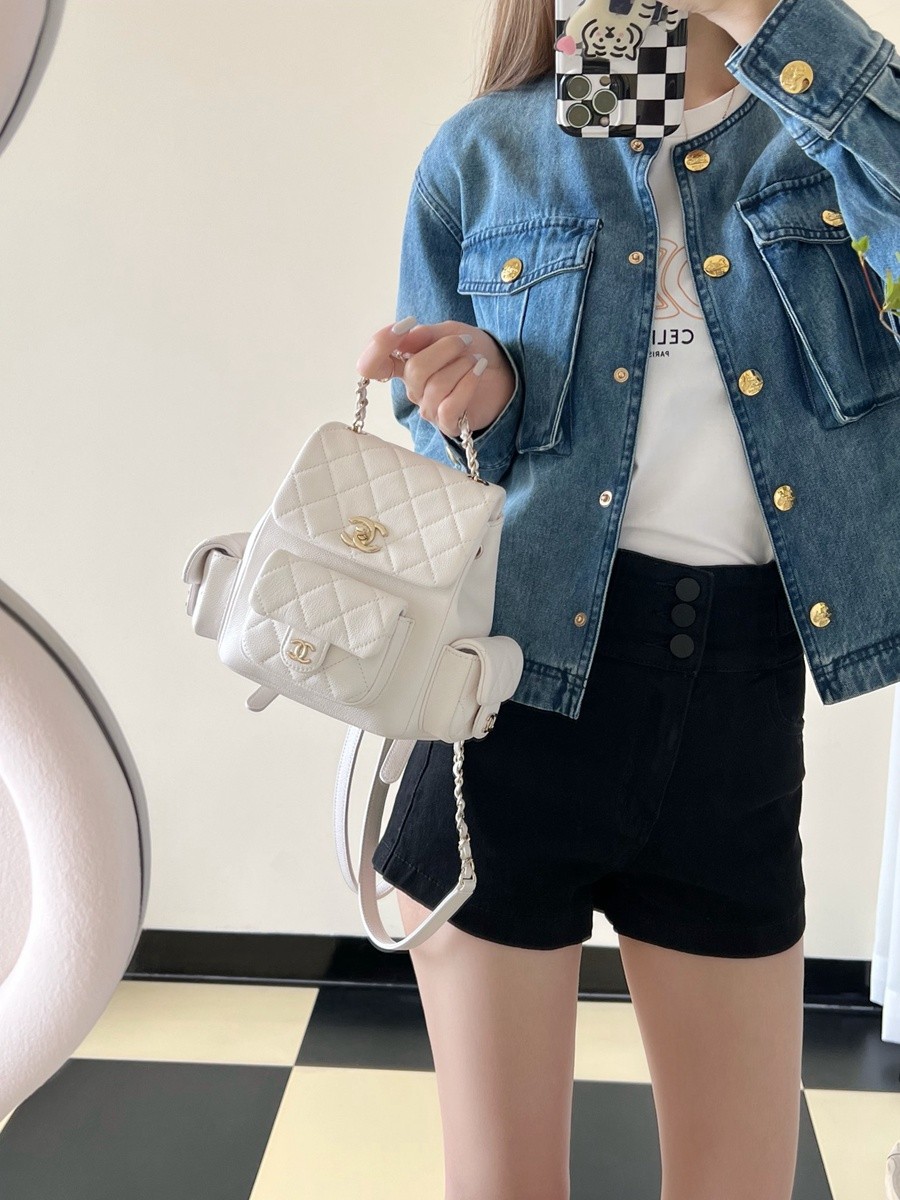 小香 23K坦克雙肩背包 白色小號_11