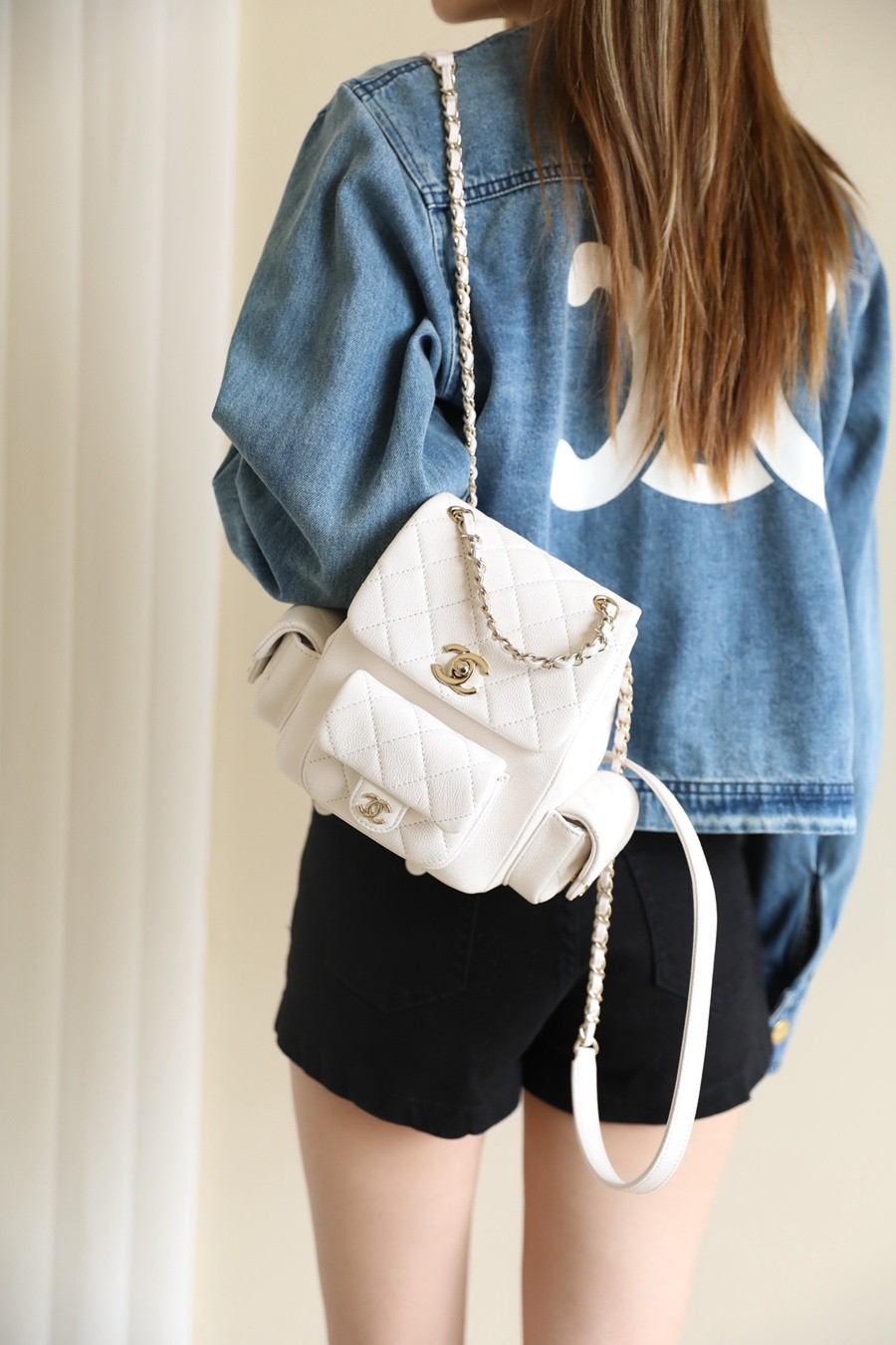 小香 23K坦克雙肩背包 白色小號_14