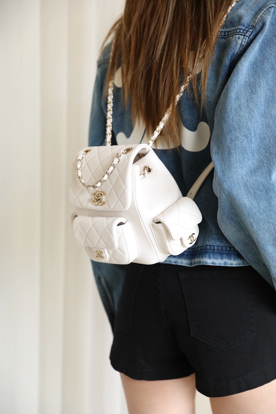 小香 23K坦克雙肩背包 白色小號_15