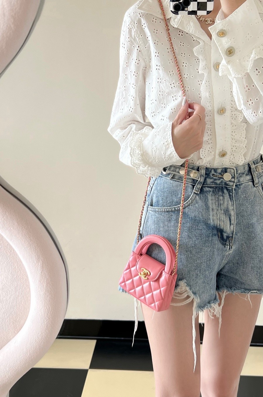 小香 23K秋冬 Kelly鏈條包 小號 珊瑚粉_13