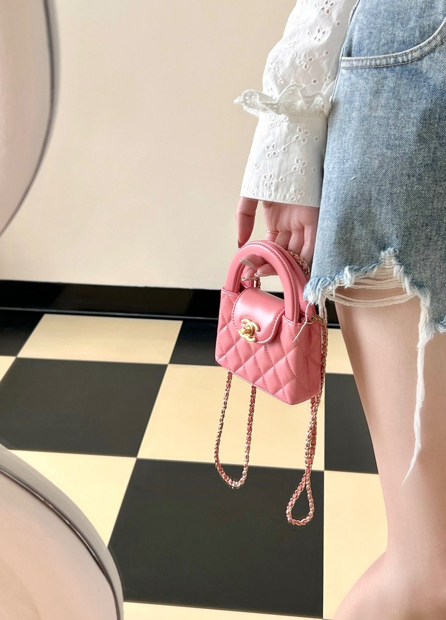 小香 23K秋冬 Kelly鏈條包 小號 珊瑚粉_14