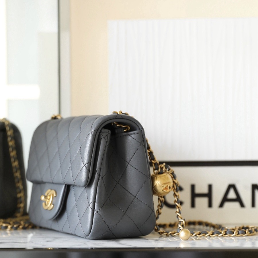 23K 小香新色金球口蓋包 金球調節扣方胖子 深灰_2