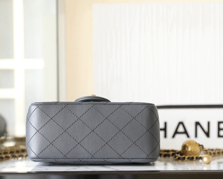 23K 小香新色金球口蓋包 金球調節扣方胖子 深灰_5