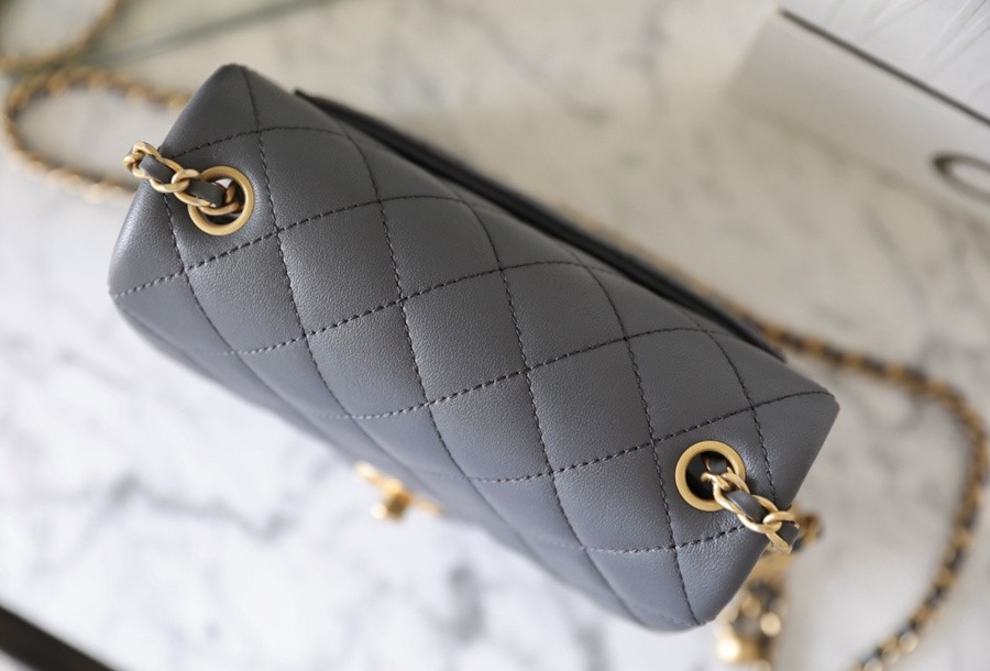 23K 小香新色金球口蓋包 金球調節扣方胖子 深灰_4