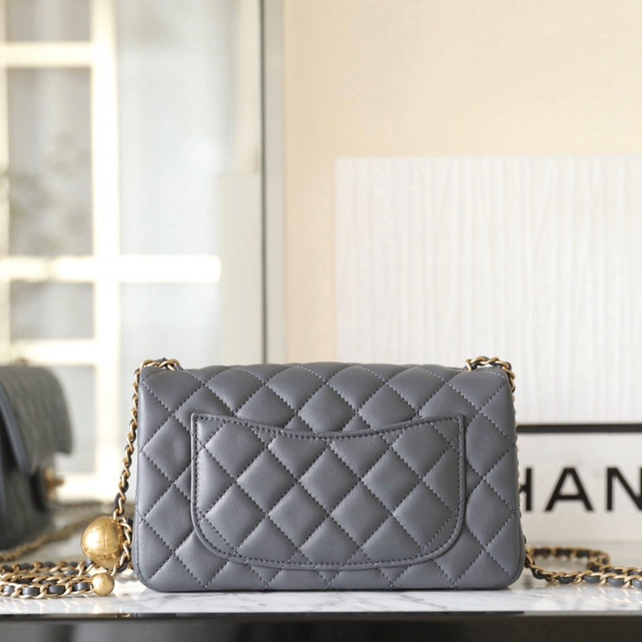 23K 小香新色金球口蓋包 金球調節扣 大mini深灰_2