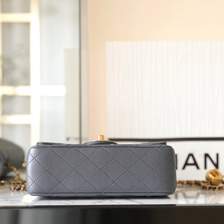 23K 小香新色金球口蓋包 金球調節扣 大mini深灰_5