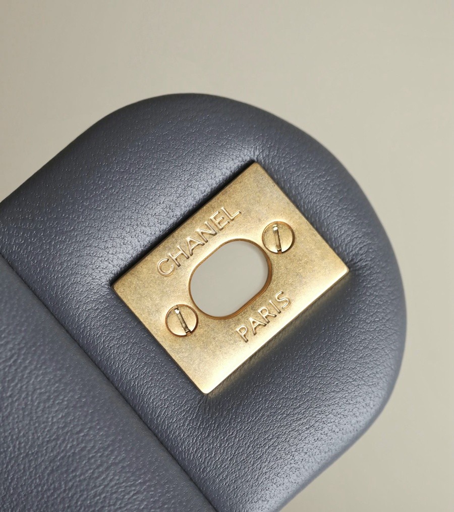 23K 小香新色金球口蓋包 金球調節扣 大mini深灰_12