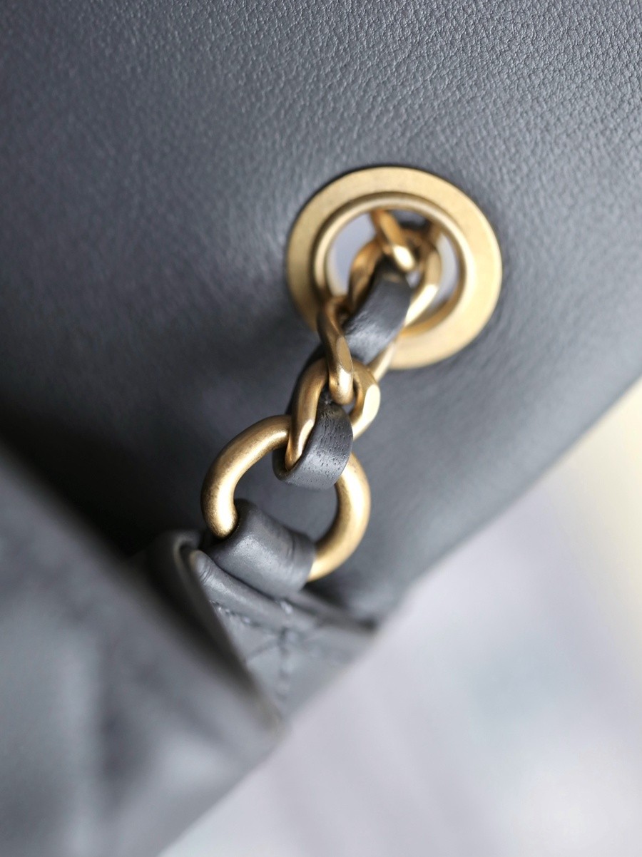 23K 小香新色金球口蓋包 金球調節扣 大mini深灰_15