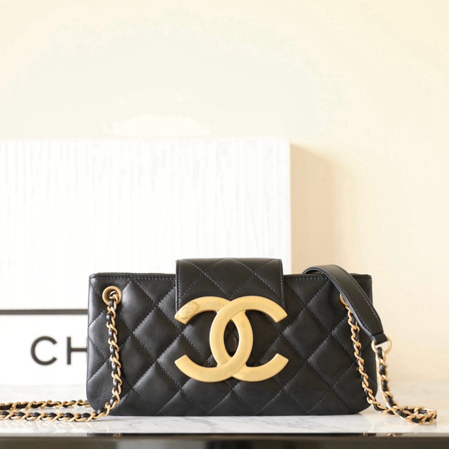 小香 24C早春 大logo法棍包 黑色_1