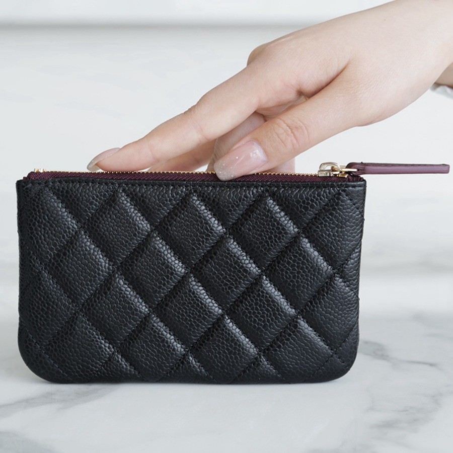 一字零錢包 牛皮 黑金_3