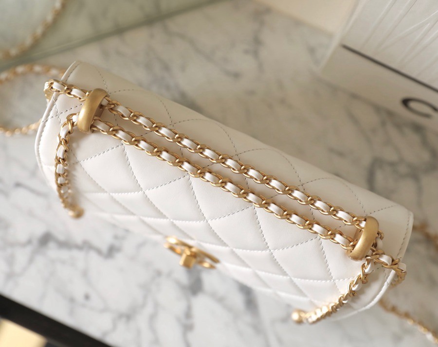 24C 雙金珠口蓋包 白色 中號_4