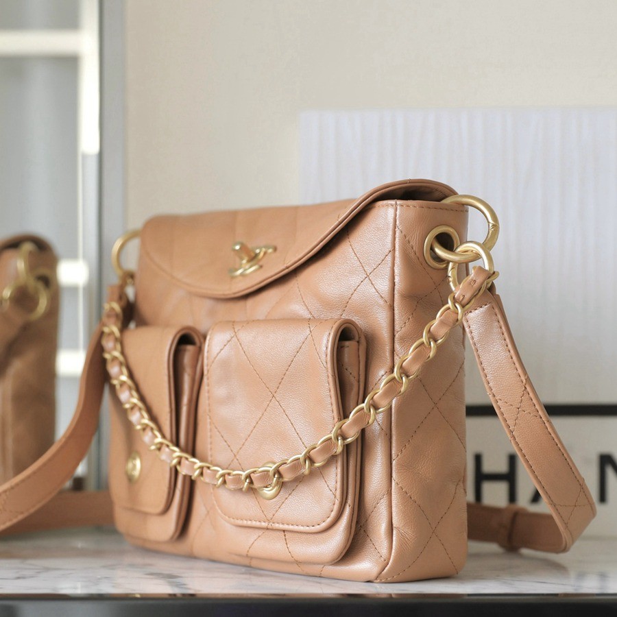 24P 春夏嬉皮郵差包 焦糖色 小號_3