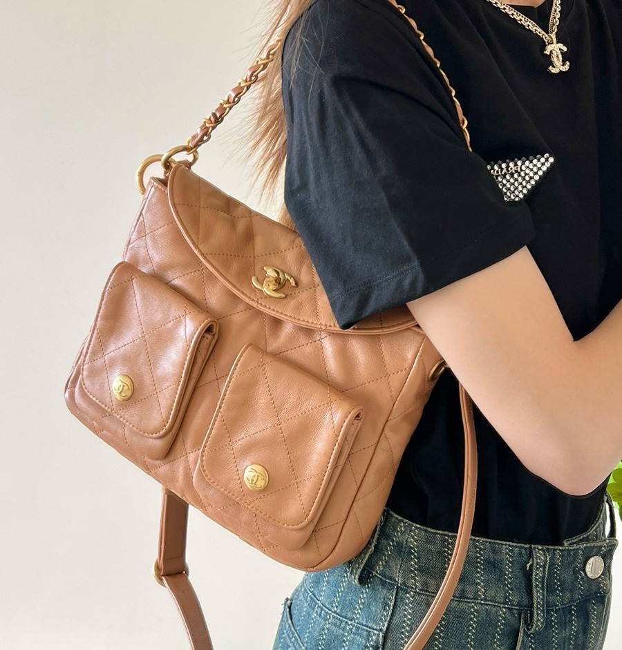 24P 春夏嬉皮郵差包 焦糖色 小號_8