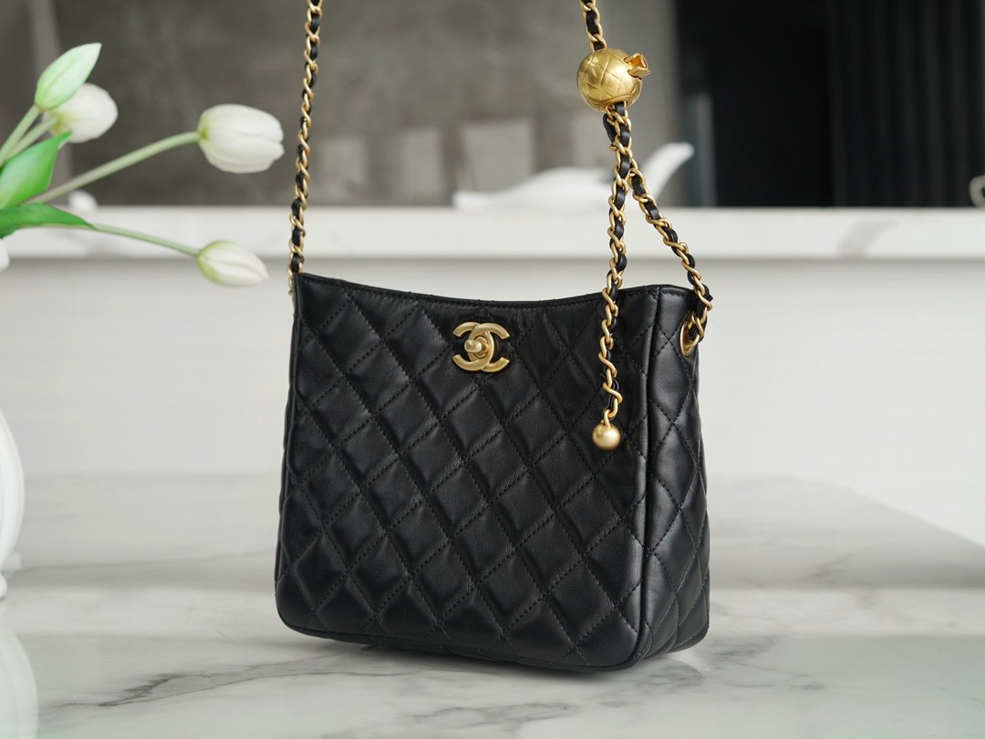 22K 金屬球嬉皮包 黑色_4