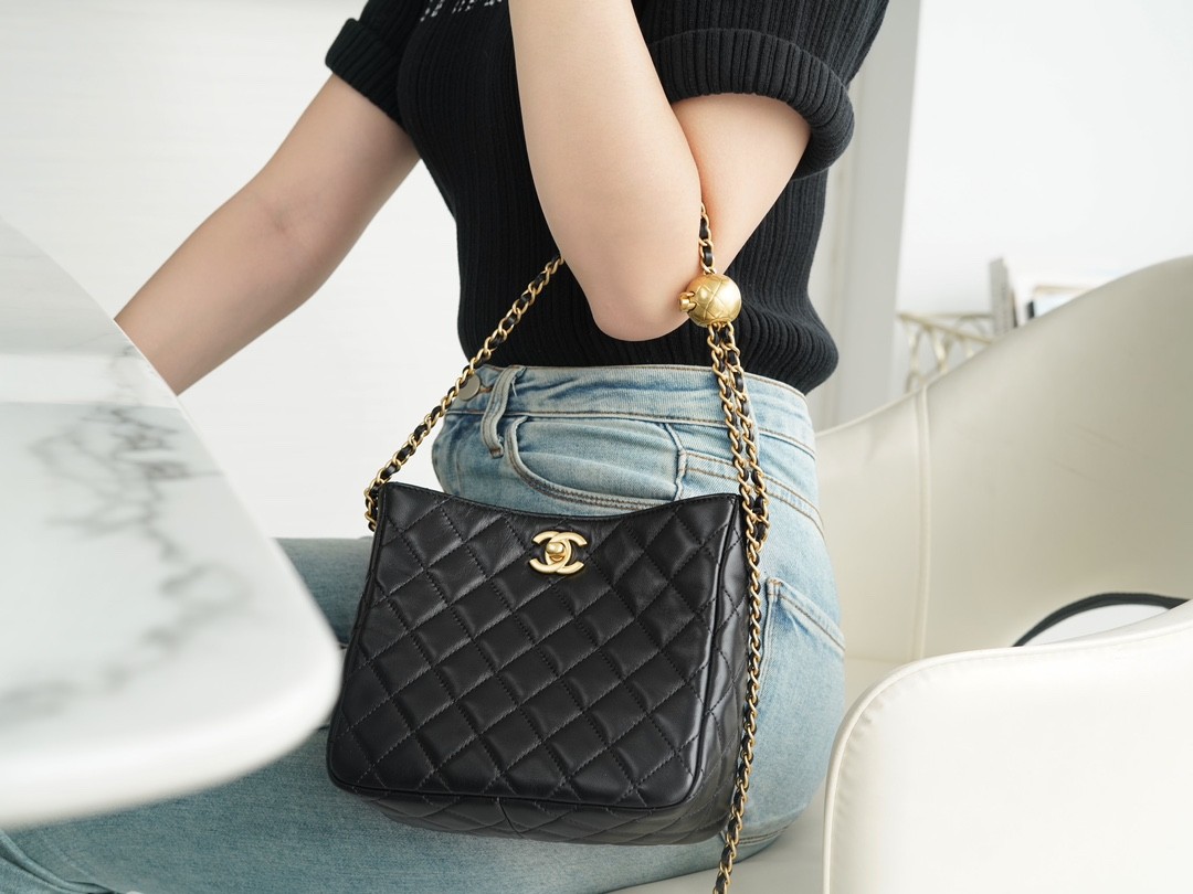 22K 金屬球嬉皮包 黑色_8