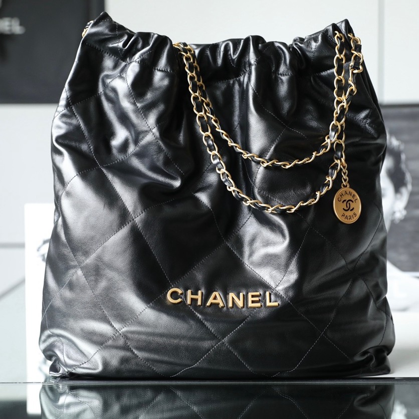 22Bag 大號 黑金亮面小牛皮_2