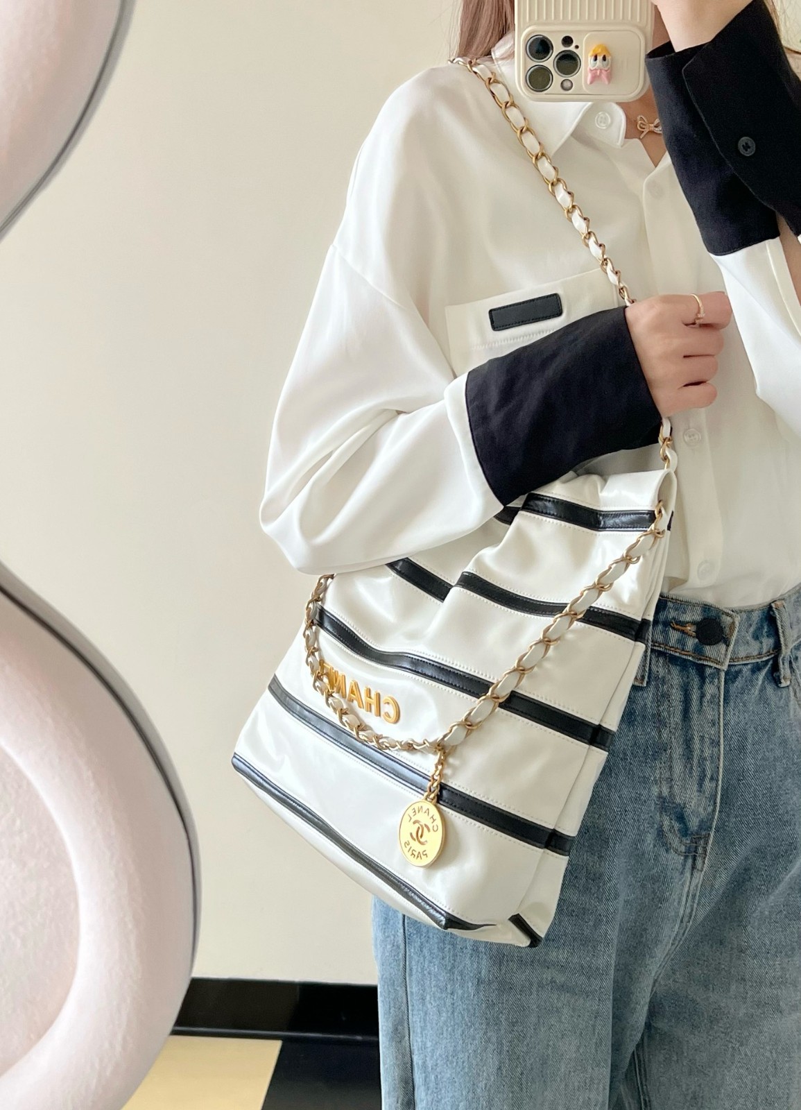 24S拼色22Bag 白黑小號_7