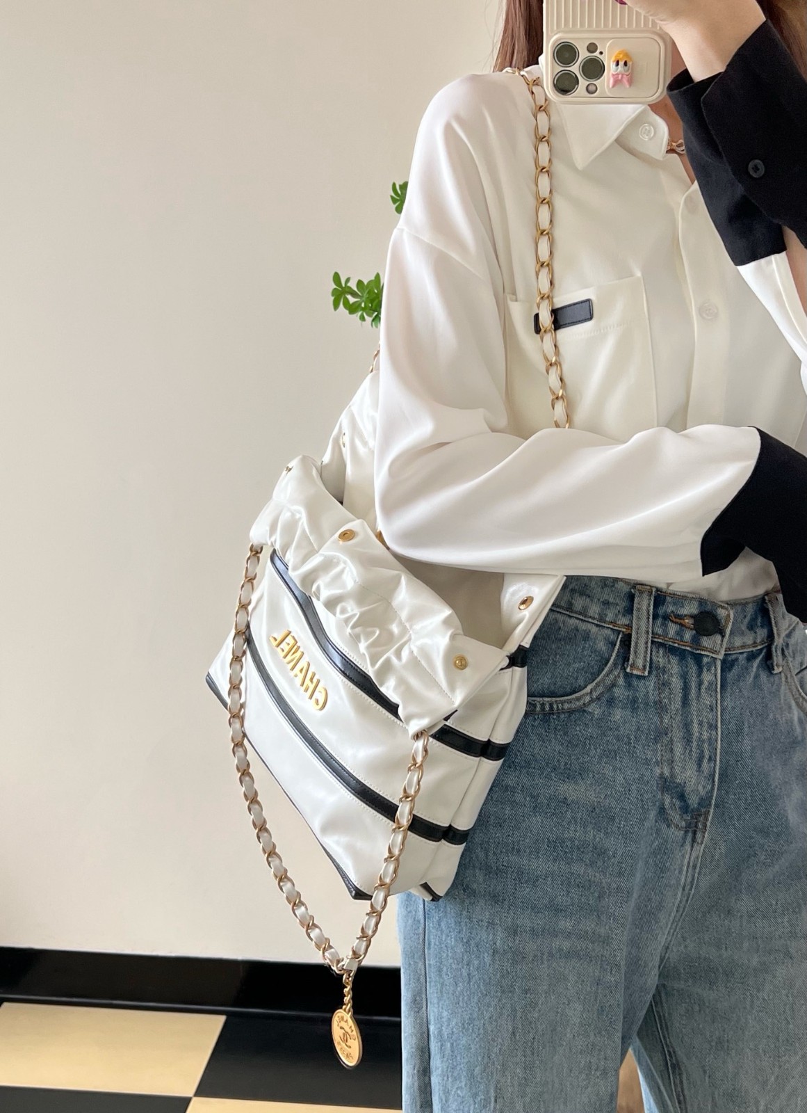 24S拼色22Bag 白黑小號_8