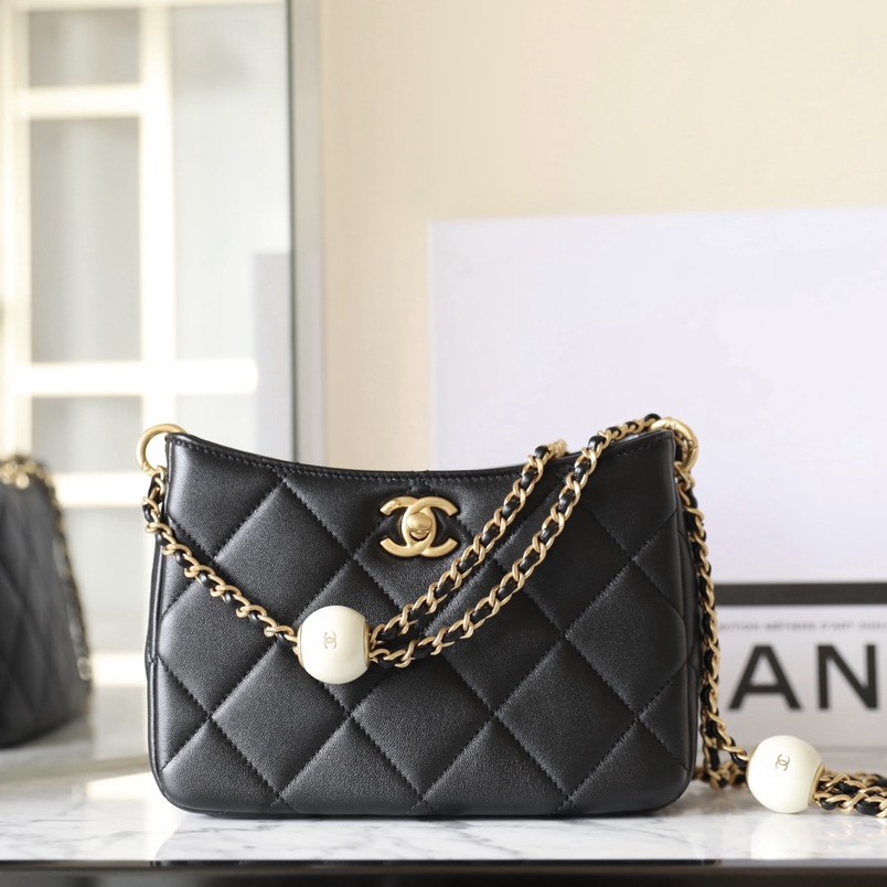 24S春夏 雙珍珠Hobo挎包黑色_1