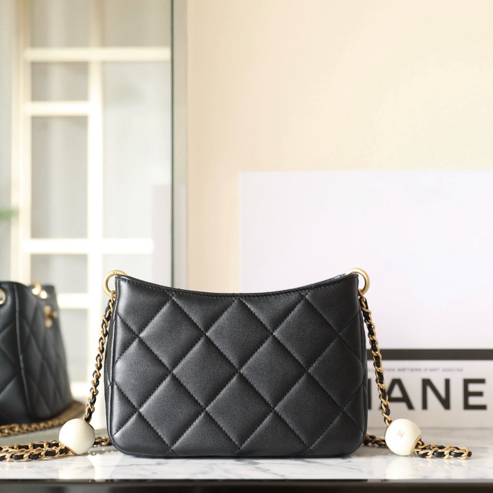 24S春夏 雙珍珠Hobo挎包黑色_6