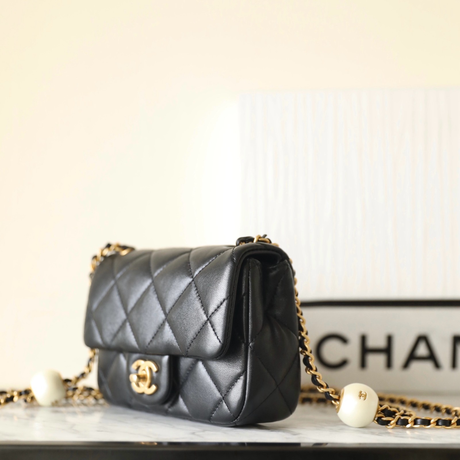 24S春夏 雙珍珠方胖子 黑色_2