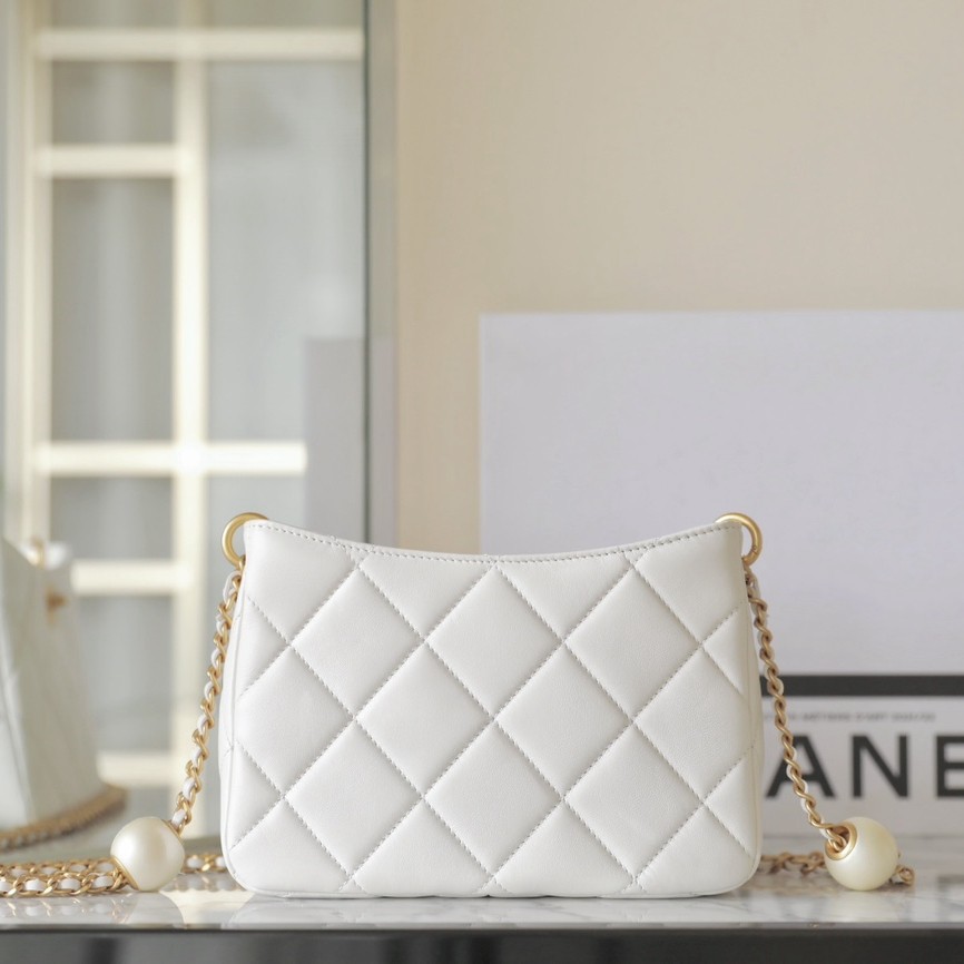 24S春夏雙珍珠Hobo挎包白色_3