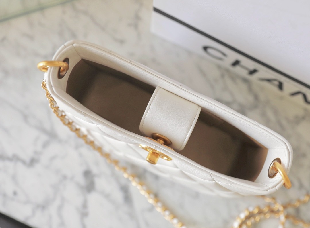 24S春夏雙珍珠Hobo挎包白色_4