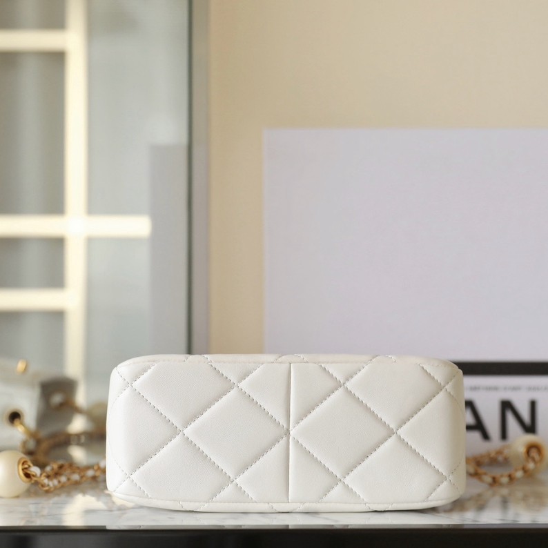 24S春夏雙珍珠Hobo挎包白色_5