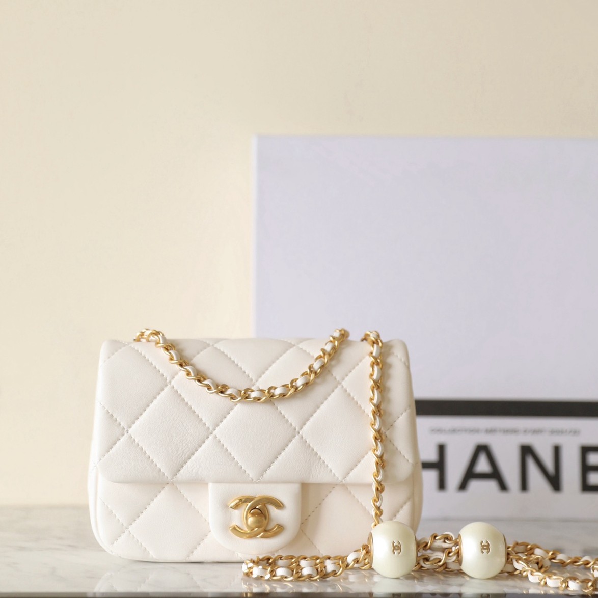 24S春夏雙珍珠方胖子 白色_1