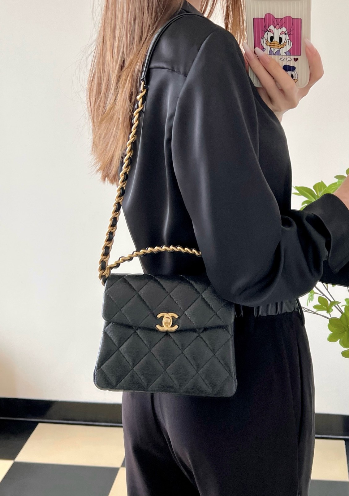 24S春夏復古鏈條手提包黑色_8