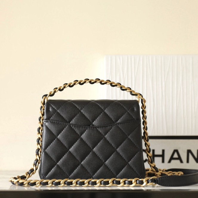 24S春夏復古鏈條手提包黑色_3