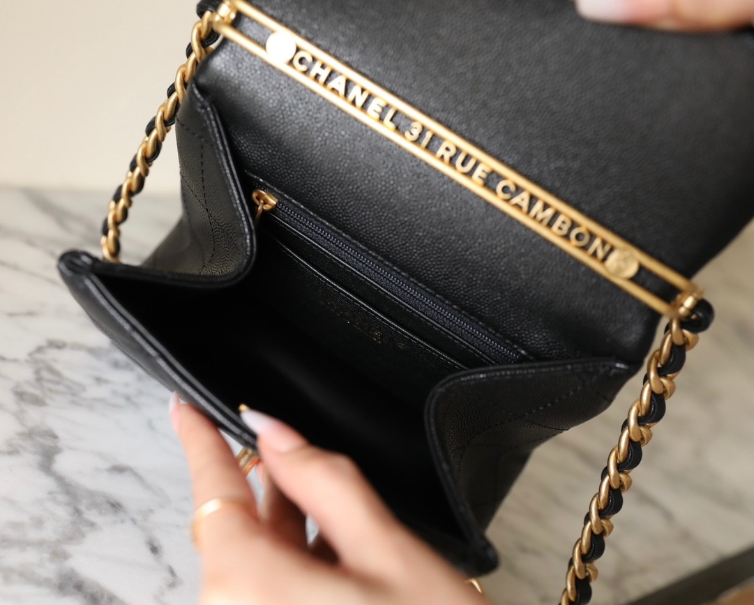 24S春夏復古鏈條手提包黑色_6