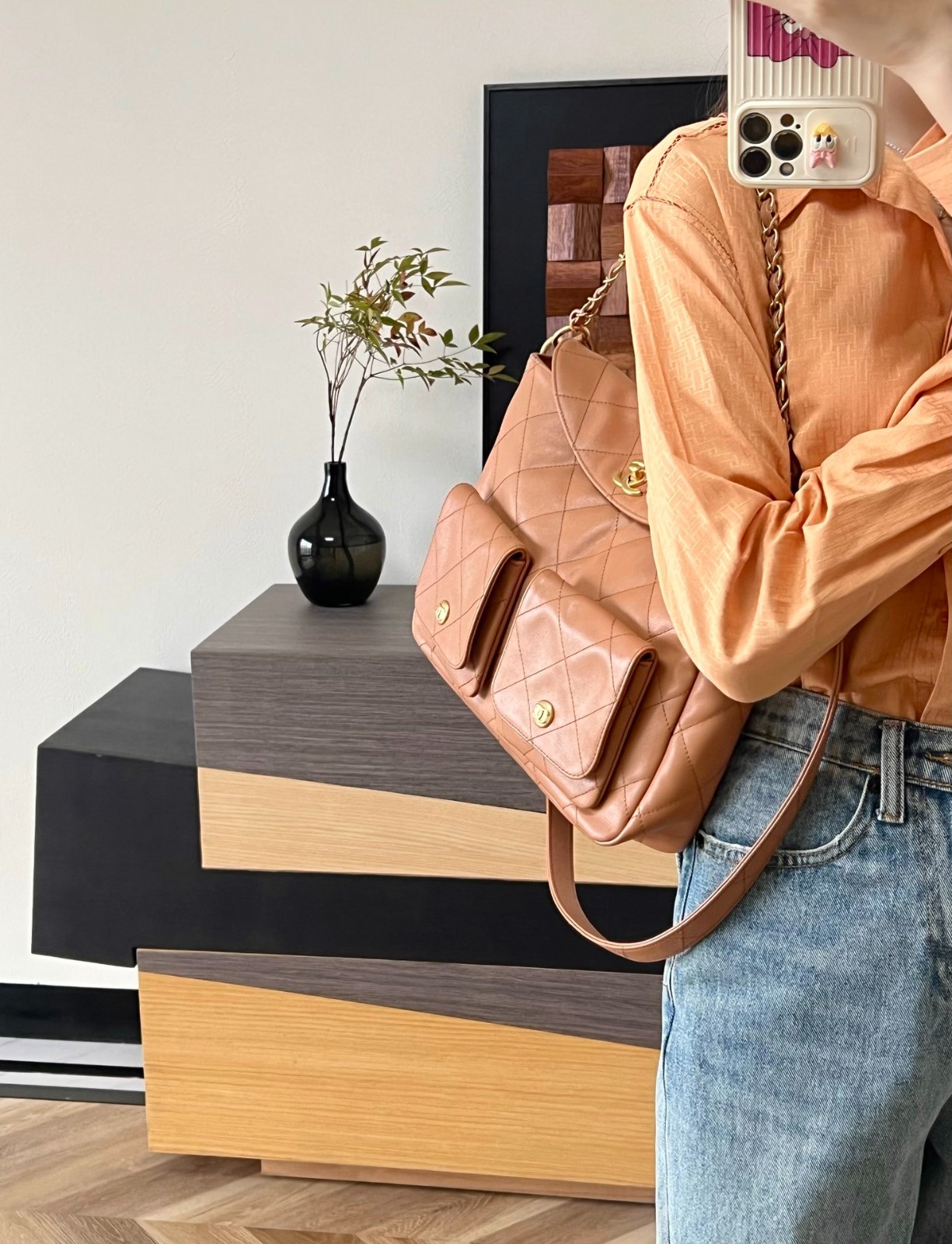 24P春夏郵差包/嬉皮 焦糖大號_7