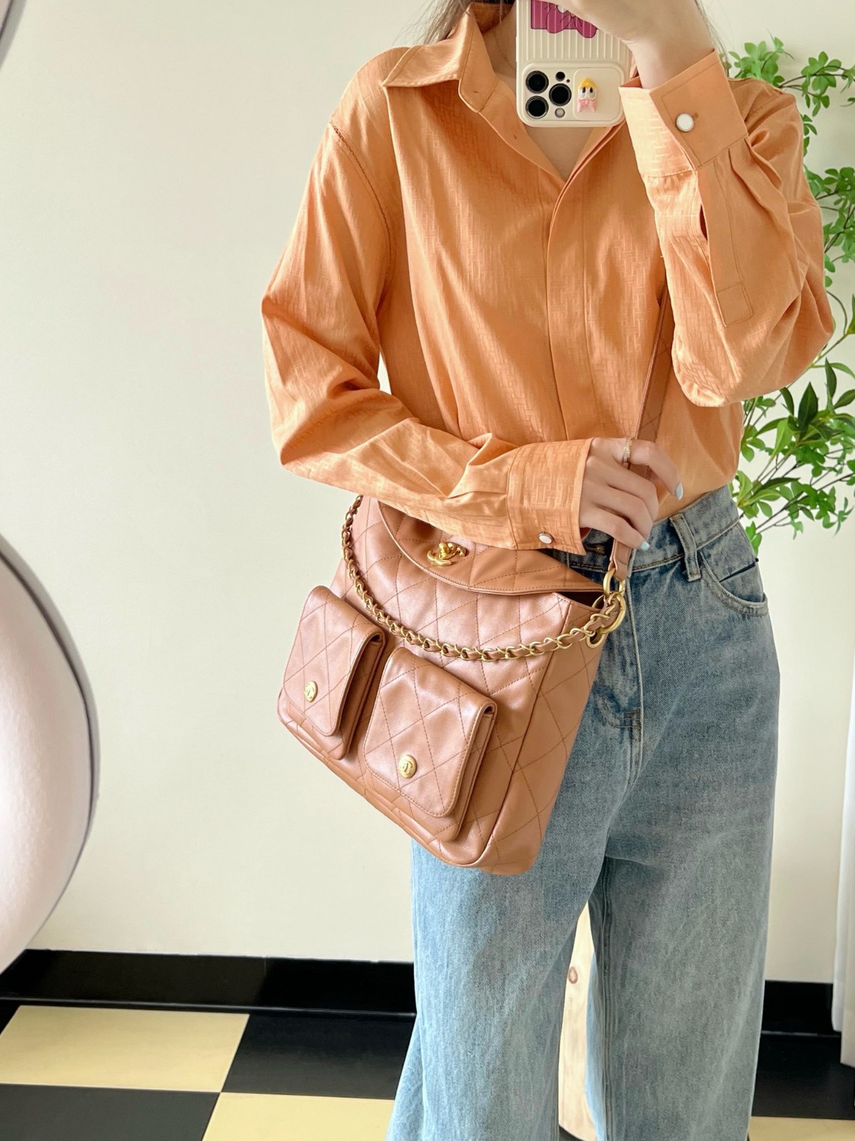 24P春夏郵差包/嬉皮 焦糖大號_8