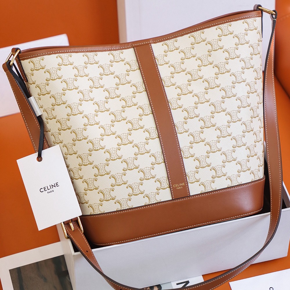 Triomphe中號水桶包 白花_5