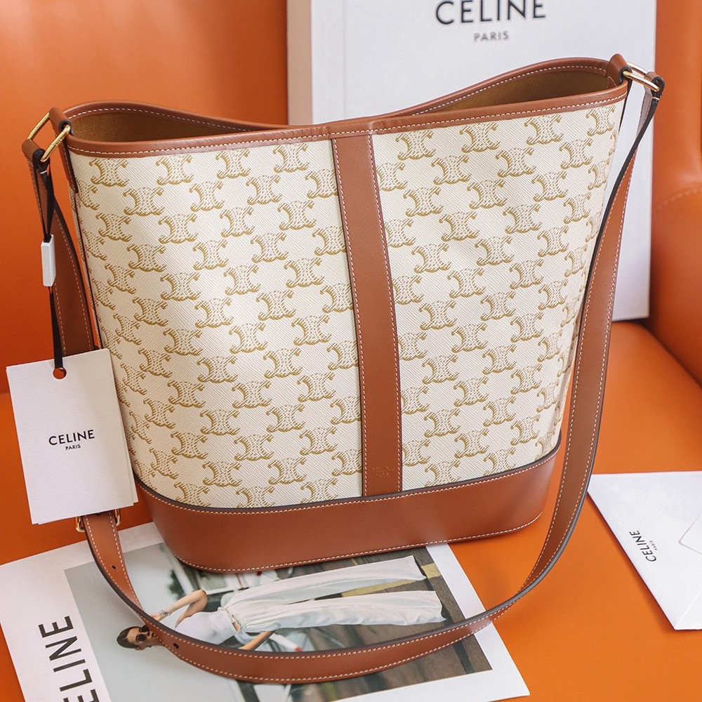 Triomphe中號水桶包 白花_8