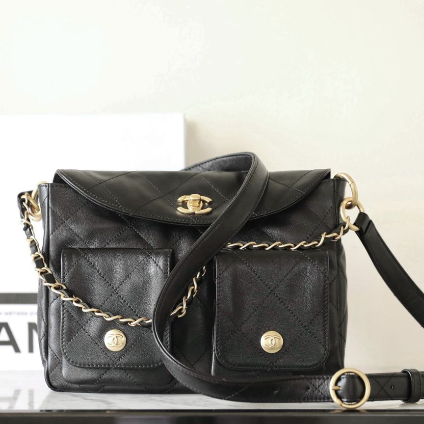 24P 春夏嬉皮郵差包 黑色 小號_2