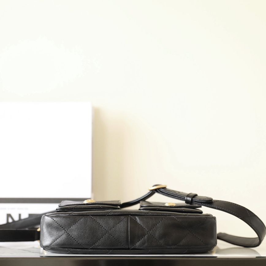 24P 春夏嬉皮郵差包 黑色 小號_6