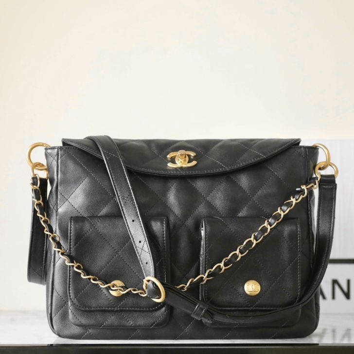 24P春夏郵差包/嬉皮 黑色大號_1